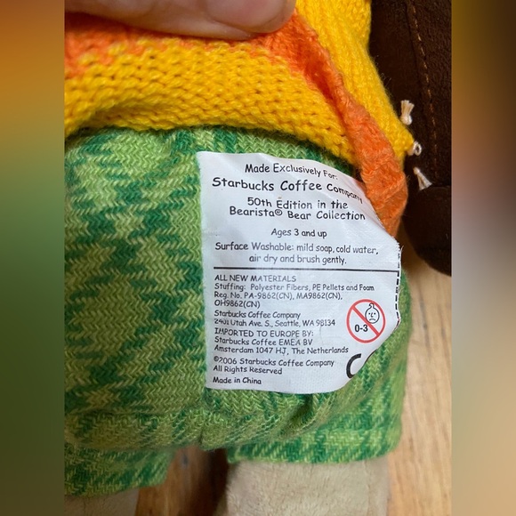 Starbucks Bearista Plush Bear 9" Golf Golfer 50th Edition 2006 Barista Coffee - Picture 5 of 5